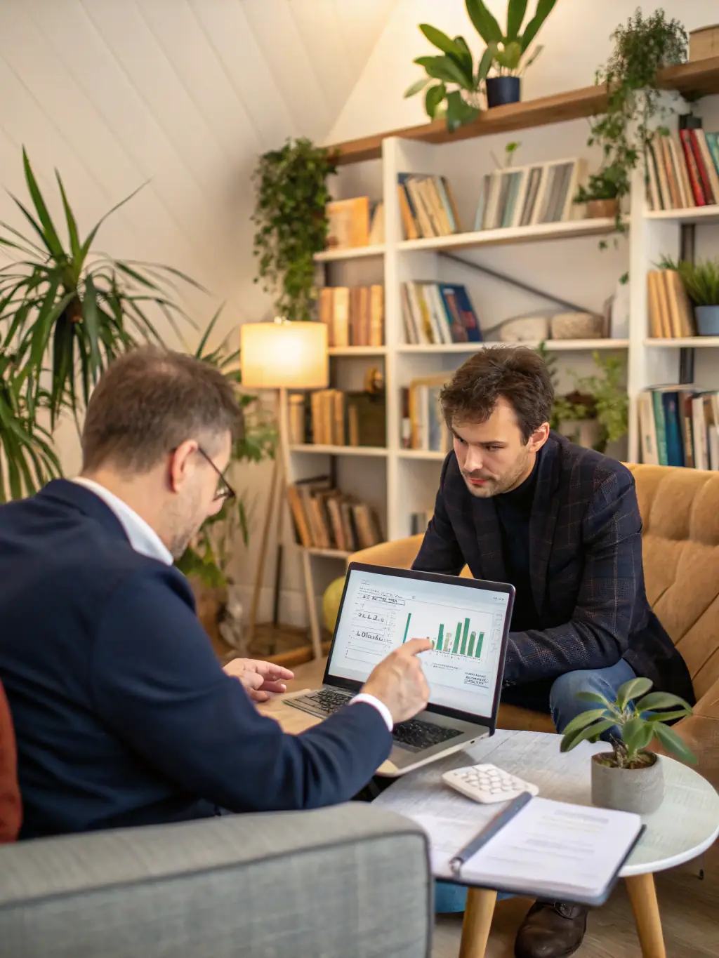A consultant is providing one-on-one financial coaching to a nonprofit director, reviewing budget spreadsheets and discussing strategies for long-term financial sustainability and responsible resource allocation.